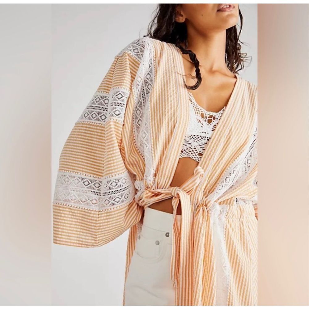 Free People × Rahi Brighton Lace Stripe Kimono